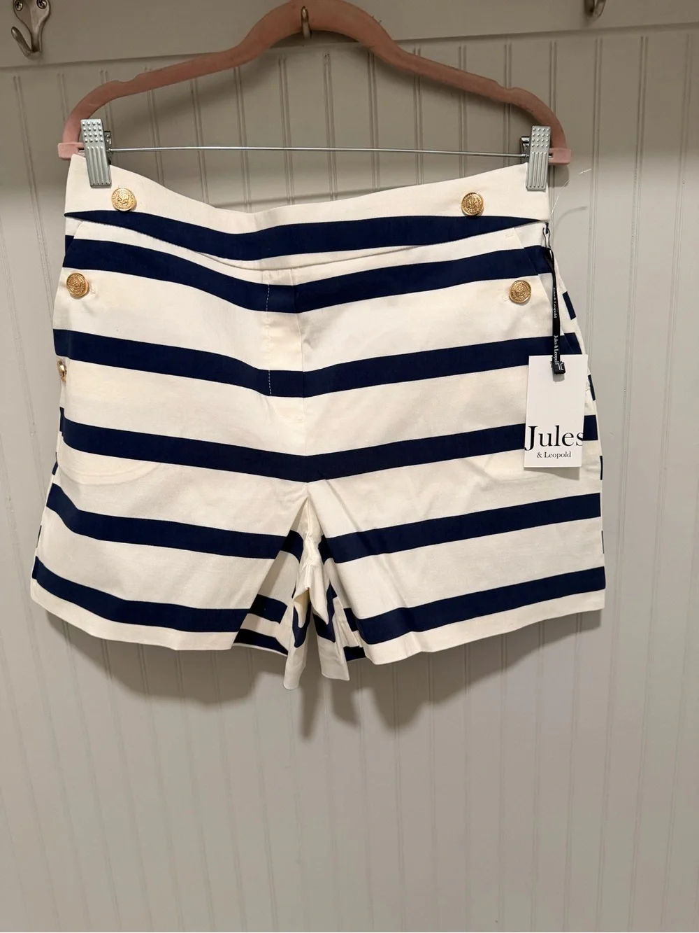 Jules & Leopold Cream and Navy Striped Sailor-Style Shorts
